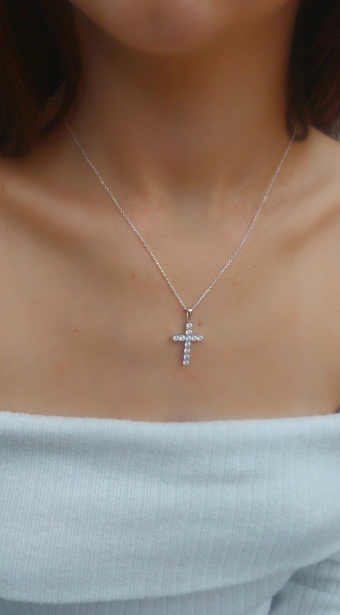 Fancy CZ Cross Necklace