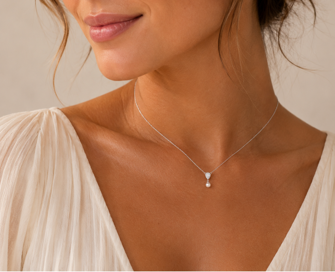Pearl Cz Necklace