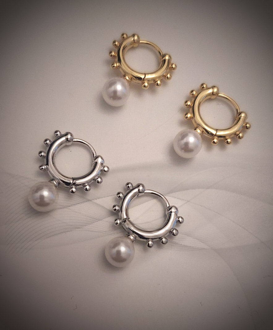 Pearl Huggie Earrings