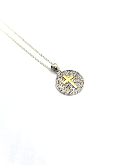 Cz Cross Disc Pendant