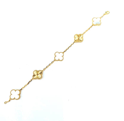 Gold And Pearl Clover Bracelet - Luxe Collection