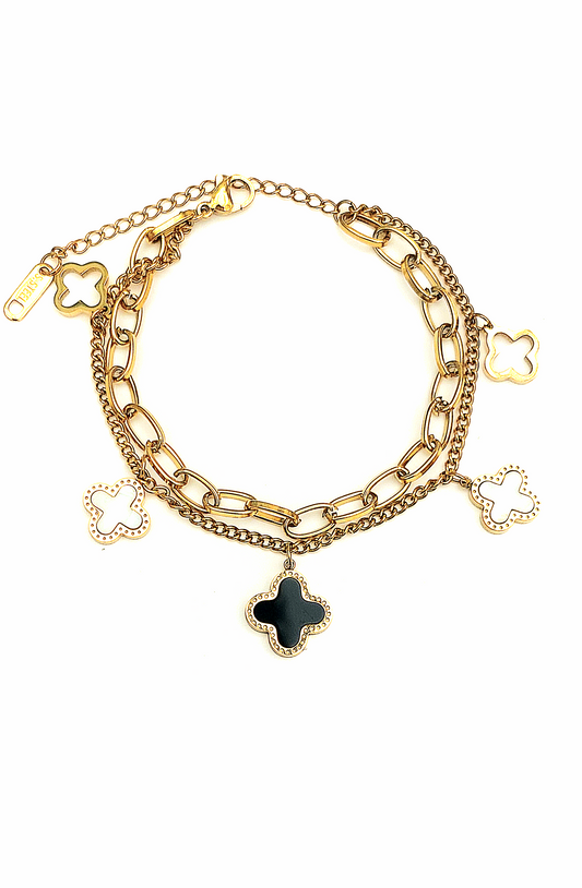 Black And White Clover Braclet