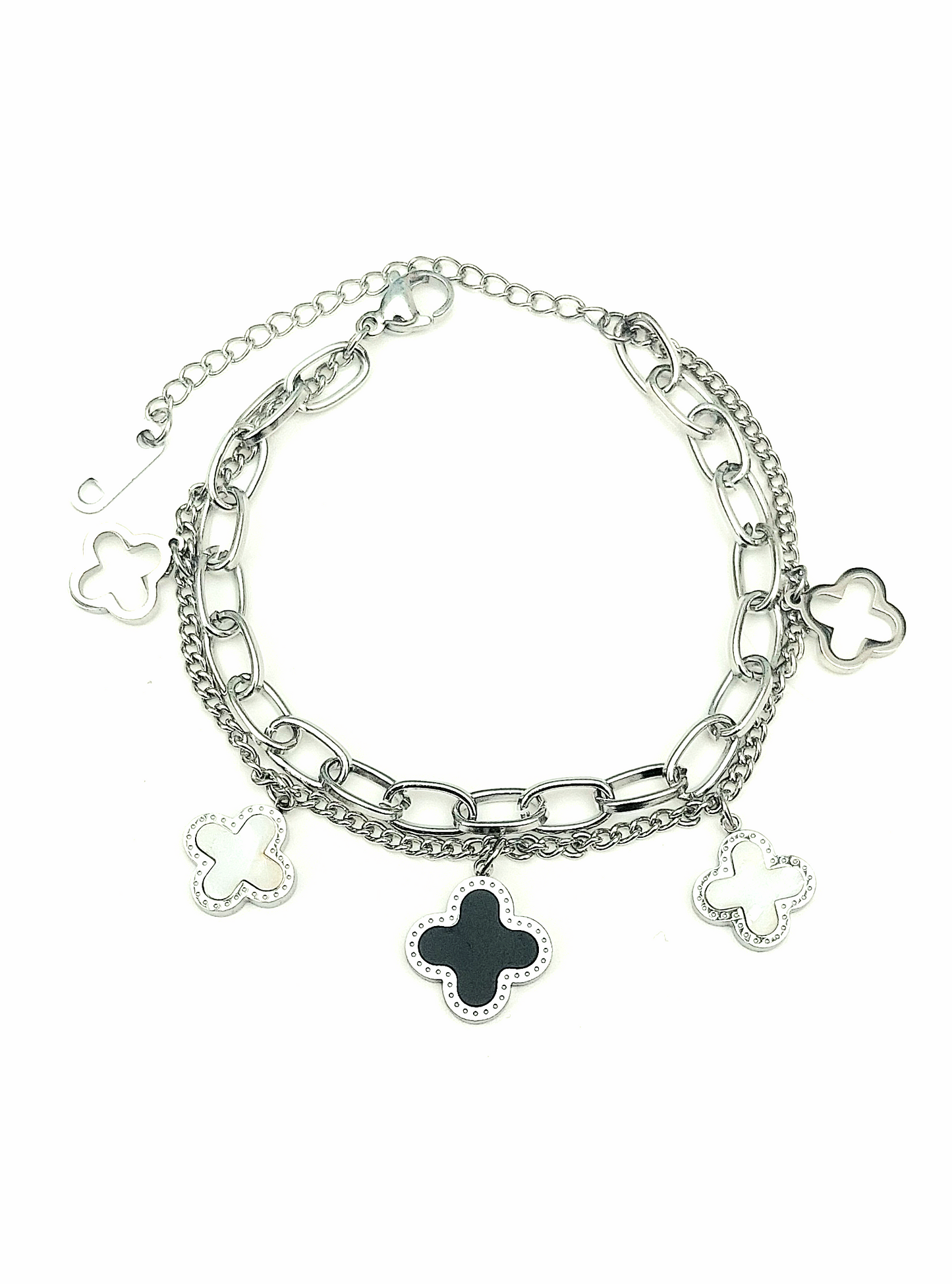 Black And White Clover Braclet