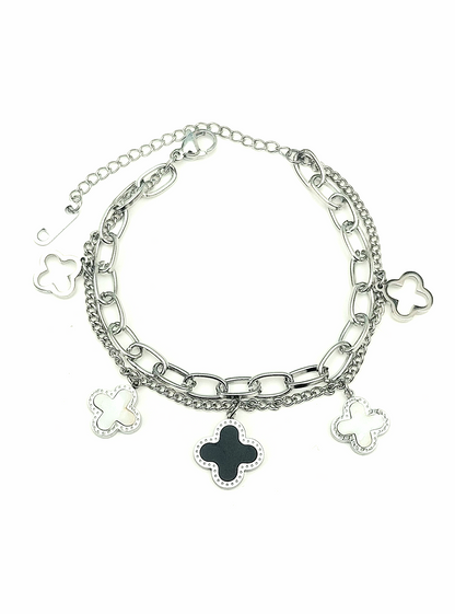 Black And White Clover Braclet