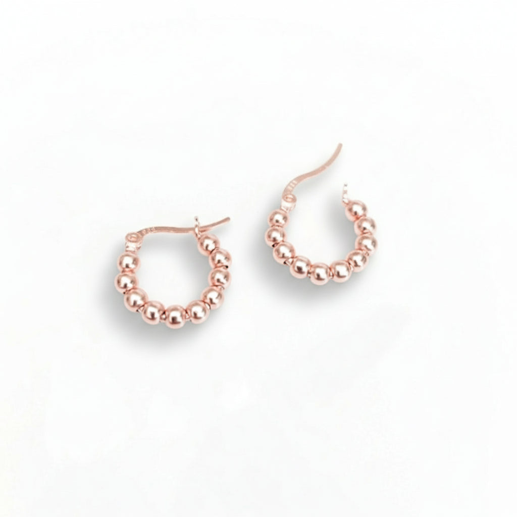 Rose Gold Beaded Hoops