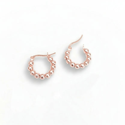 Rose Gold Beaded Hoops