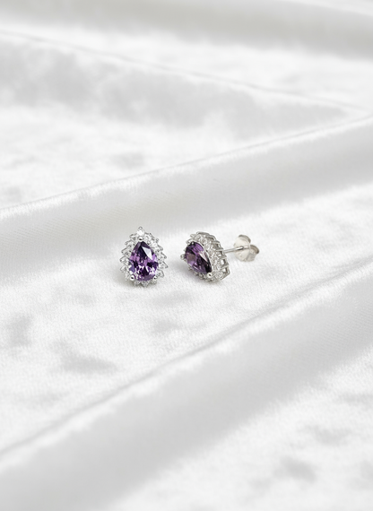 Purple Cz Pear Shape Earrings