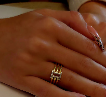 Ribbed Cz Ring