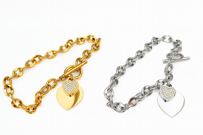T Bar Heart Bracelet