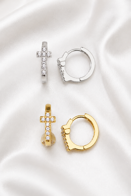 Cross Huggie Earrings