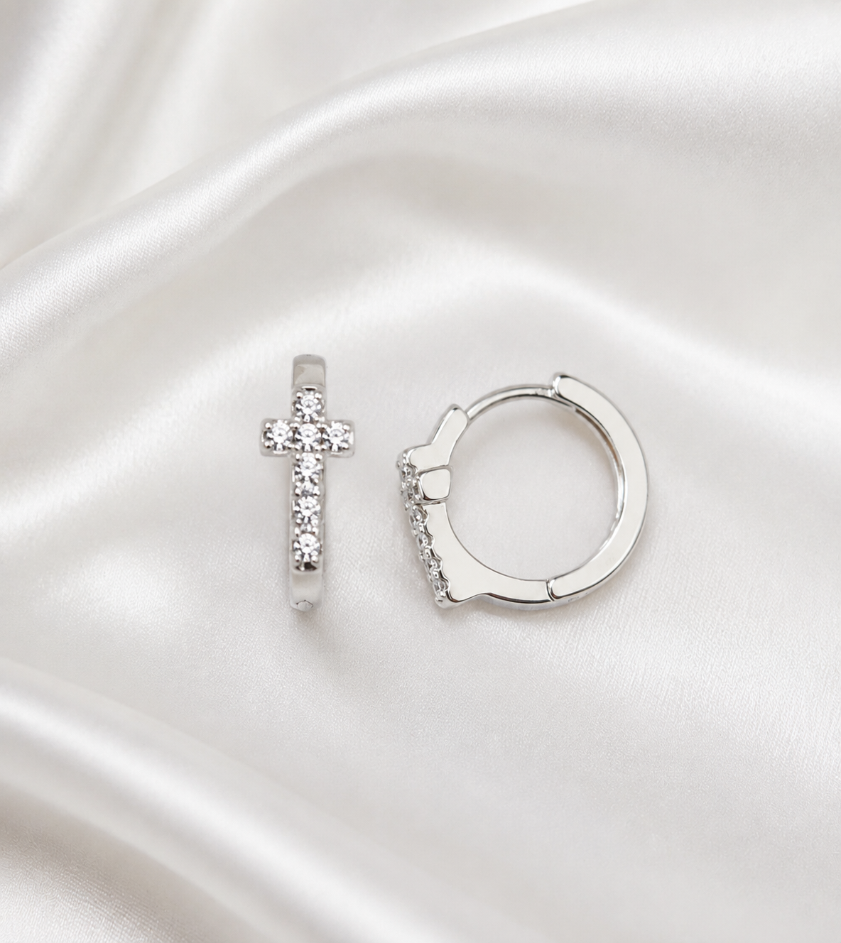 Cross Huggie Earrings