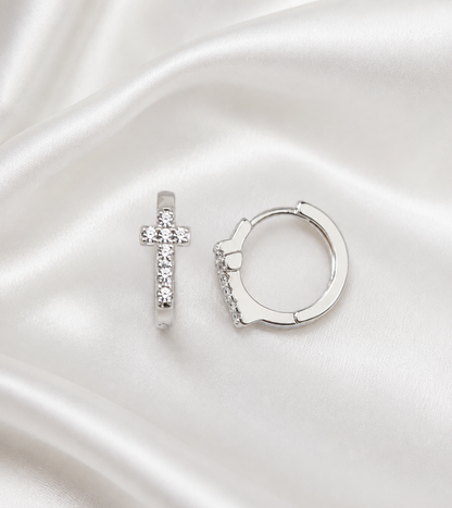 Cross Huggie Earrings