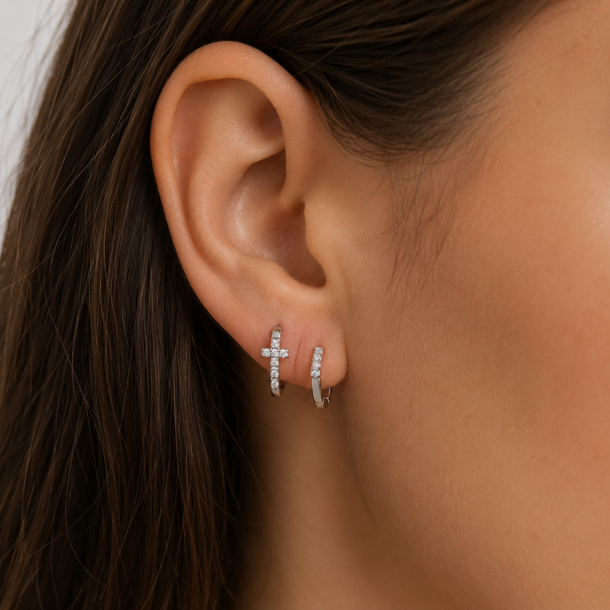 Cross Huggie Earrings