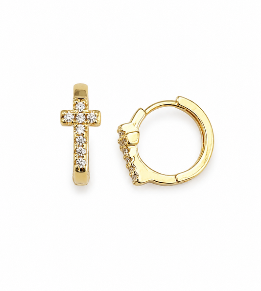 Cross Huggie Earrings
