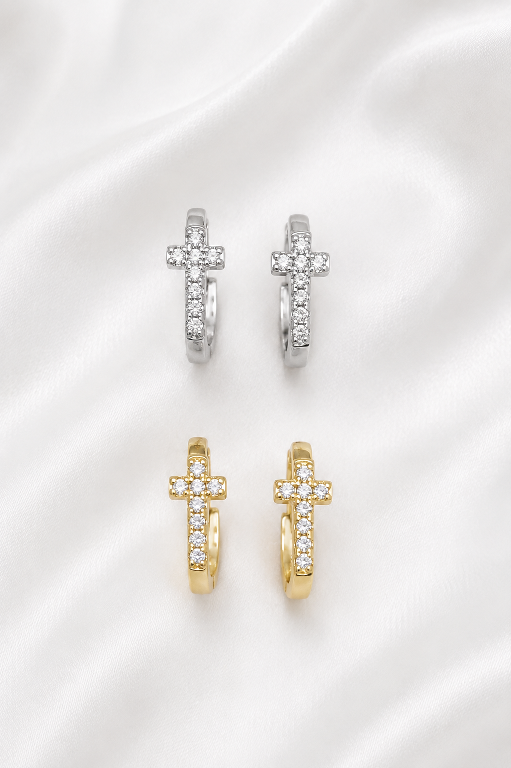Cross Huggie Earrings