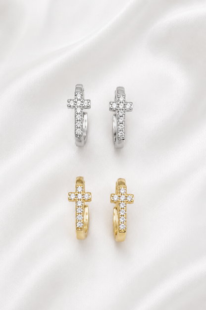 Cross Huggie Earrings