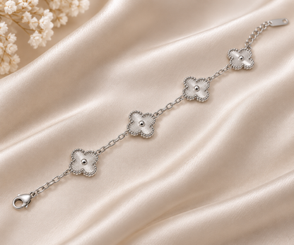 All Silver Clover Bracelet