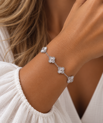 All Silver Clover Bracelet
