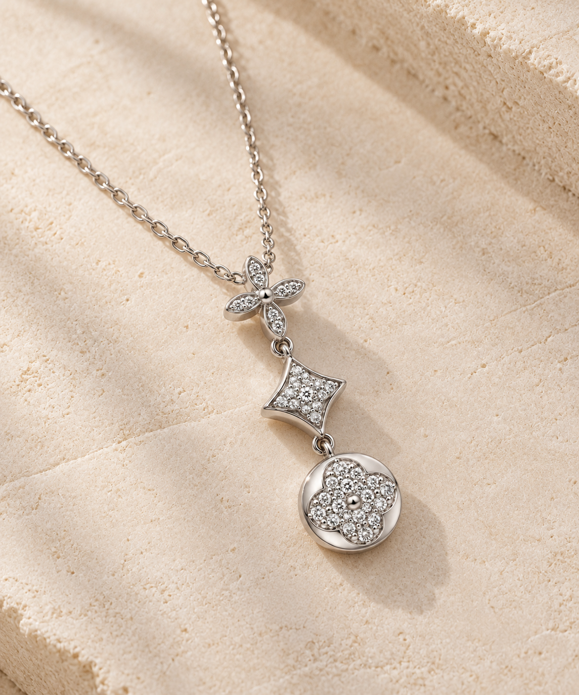 Clover Cz Drop Necklace
