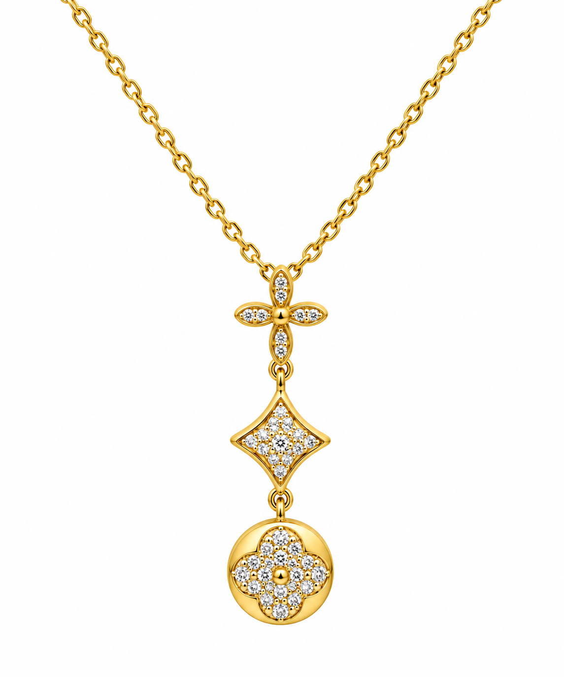 Clover Cz Drop Necklace