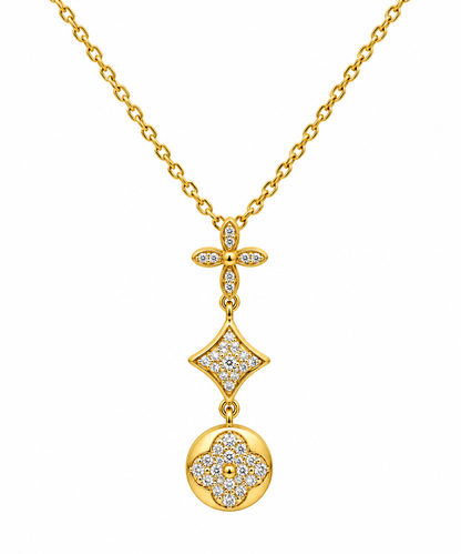 Clover Cz Drop Necklace