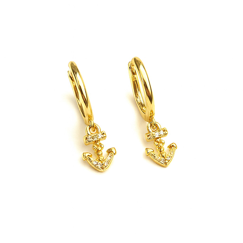 Anchor Huggie Earrings