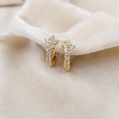 Flower Cz Huggie Earrings