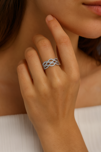 Wavy Cz Dress Ring