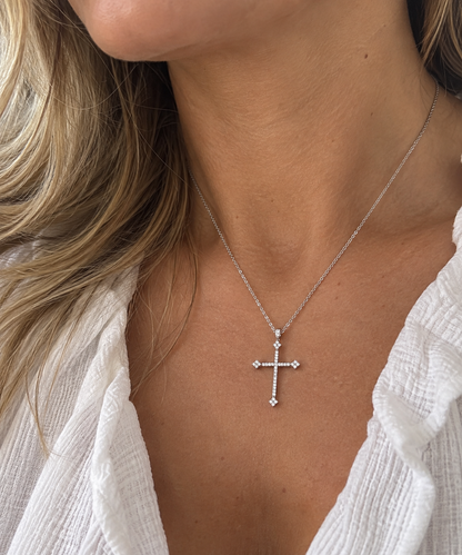 Fancy CZ Cross Necklace