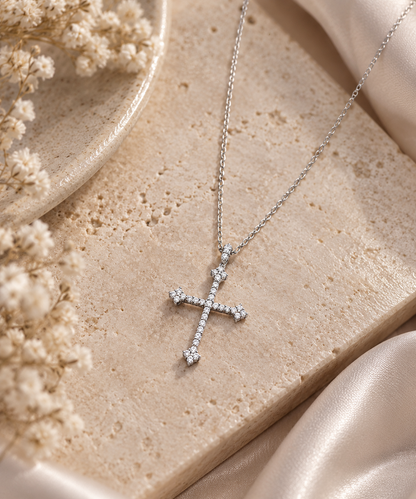 Fancy CZ Cross Necklace