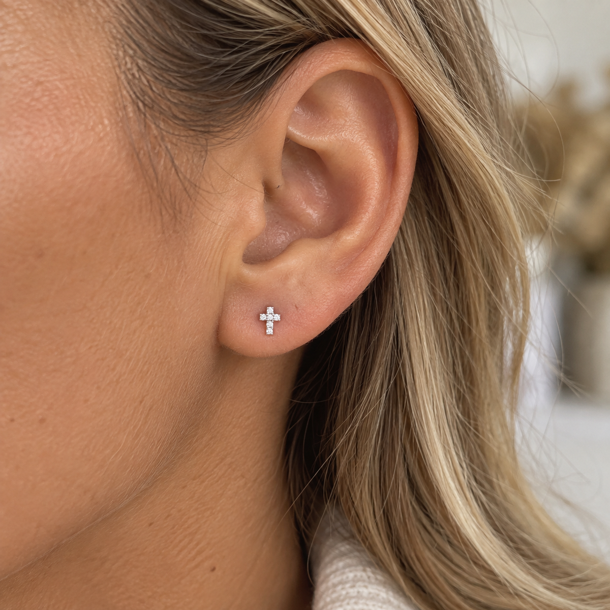 Cz Cross Earrings
