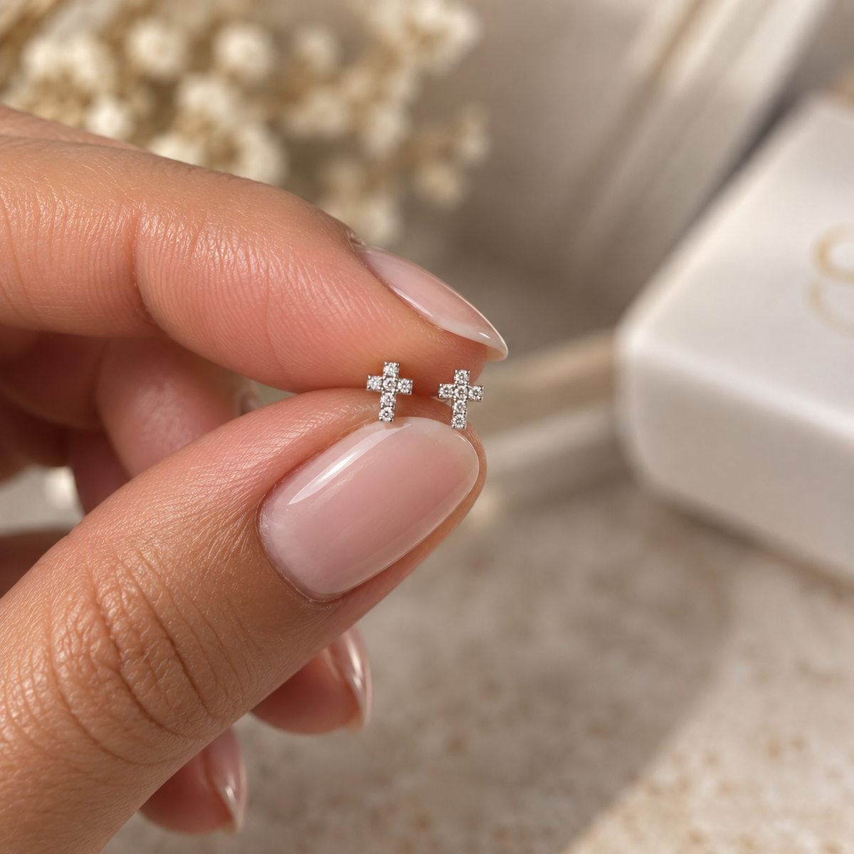 Cz Cross Earrings