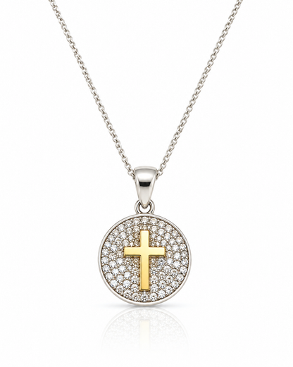 Cz Cross Disc Pendant