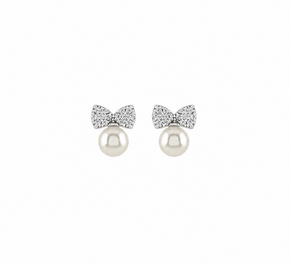 Pearl Bow Stud Earrings