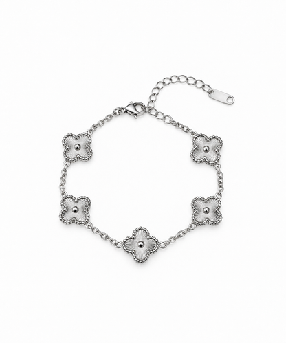 All Silver Clover Bracelet