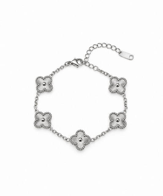 All Silver Clover Bracelet