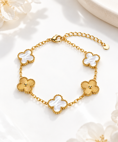 Gold & Ivory Clover Bracelet