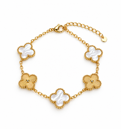 Gold & Ivory Clover Bracelet