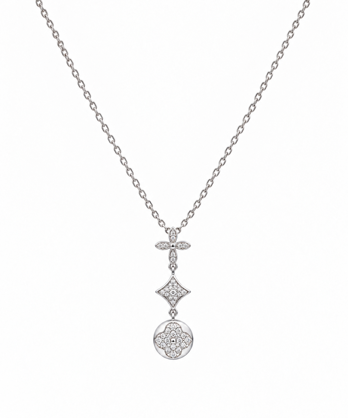 Clover Cz Drop Necklace