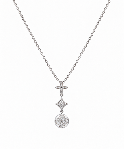 Clover Cz Drop Necklace