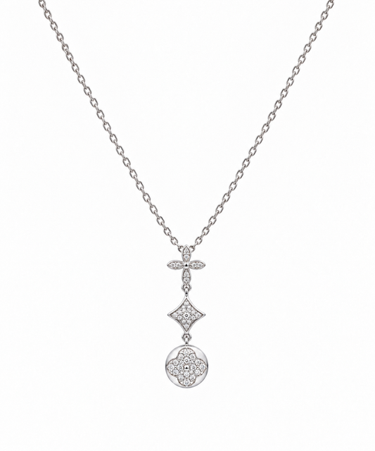 Clover Cz Drop Necklace