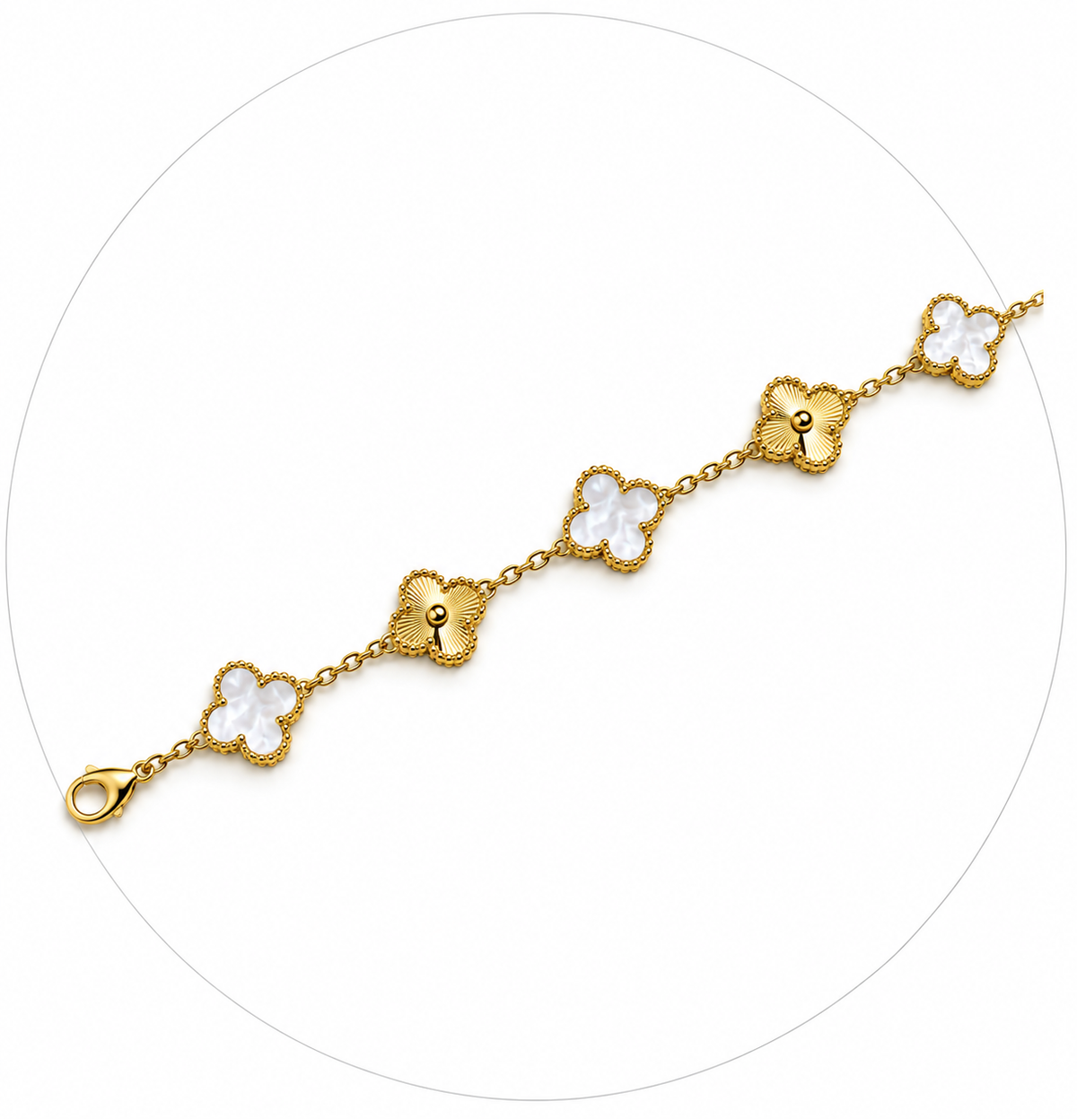 Gold & Ivory Clover Bracelet
