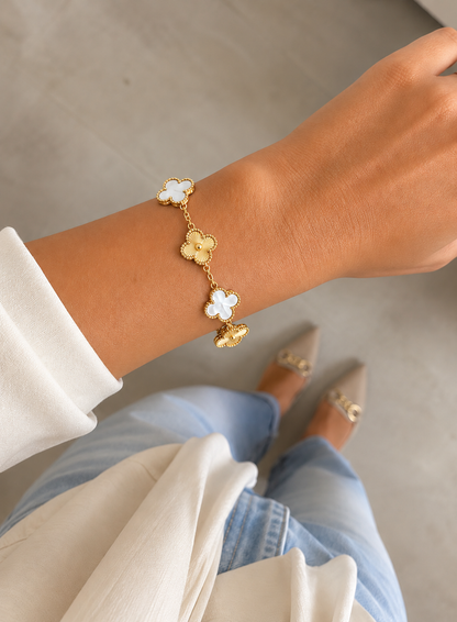 Gold & Ivory Clover Bracelet