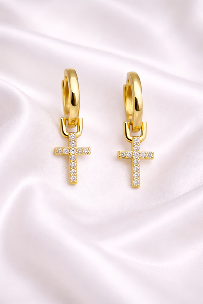 Cross Huggie Earrings
