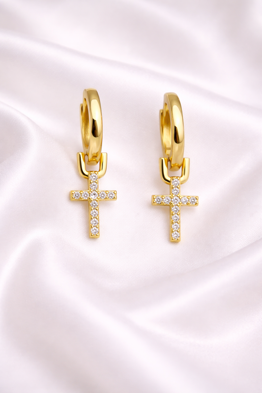 Cross Huggie Earrings
