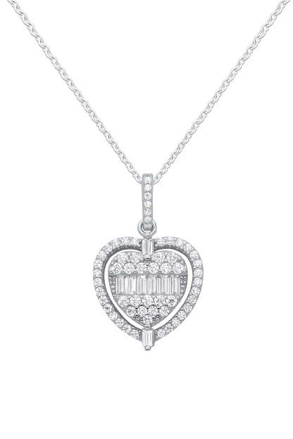 Fancy Cz Heart Necklace