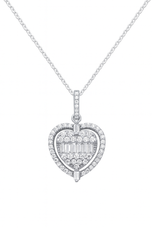 Fancy Cz Heart Necklace