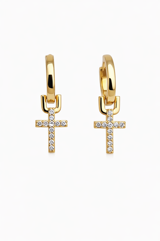 Cross Huggie Earrings