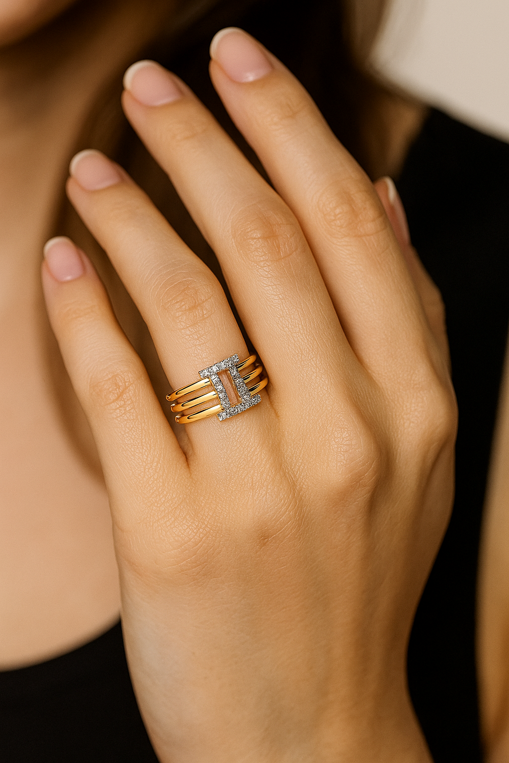 Ribbed Cz Ring