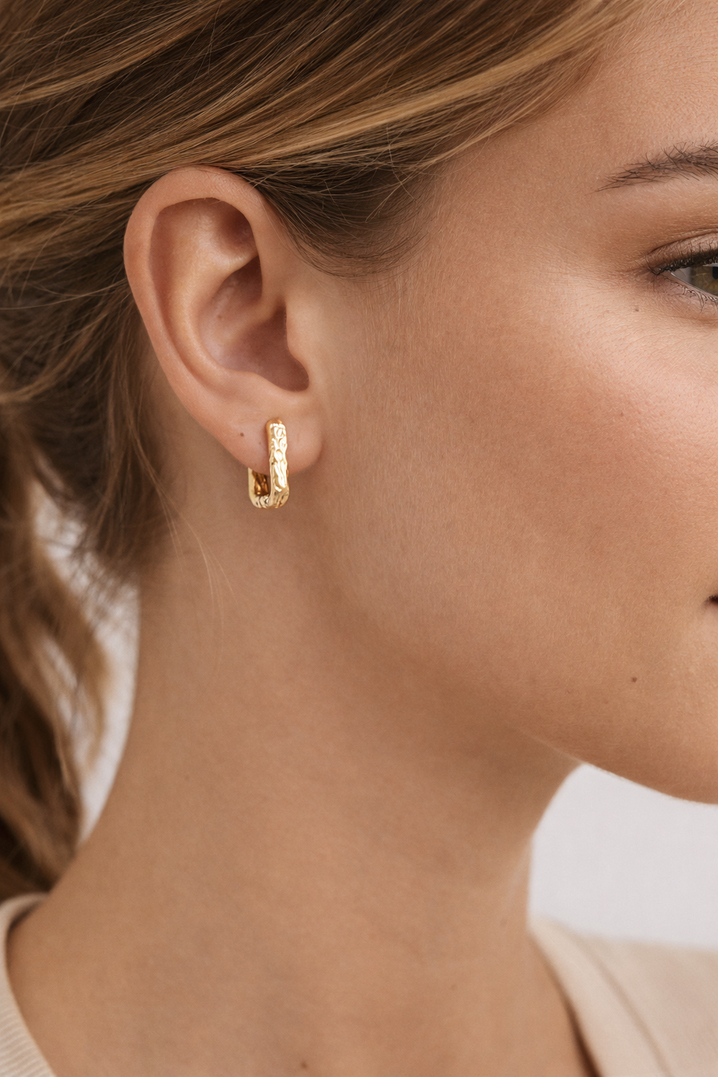 Hammered Huggie Earrings